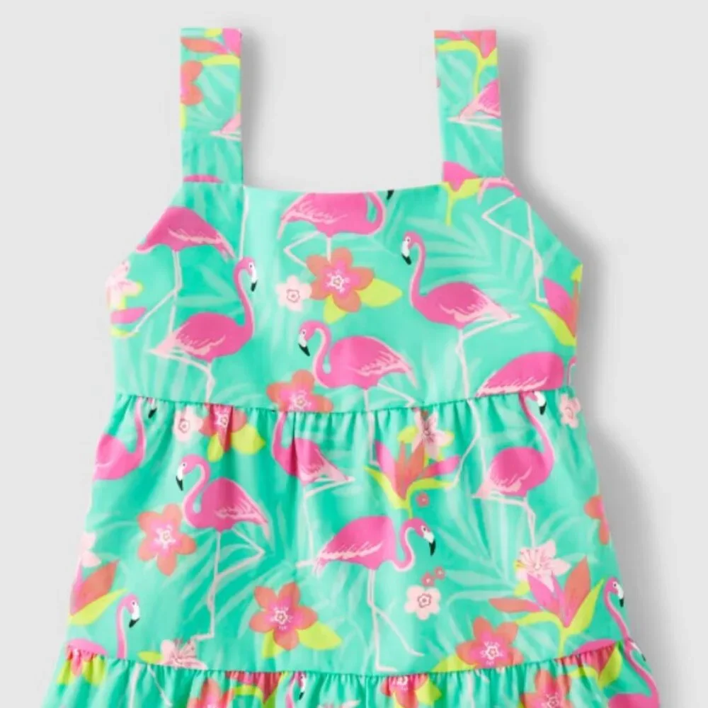 Gymboree Girls' 3T Flamingo Teal Tropical Paradise Ruffle Tank Top NWT